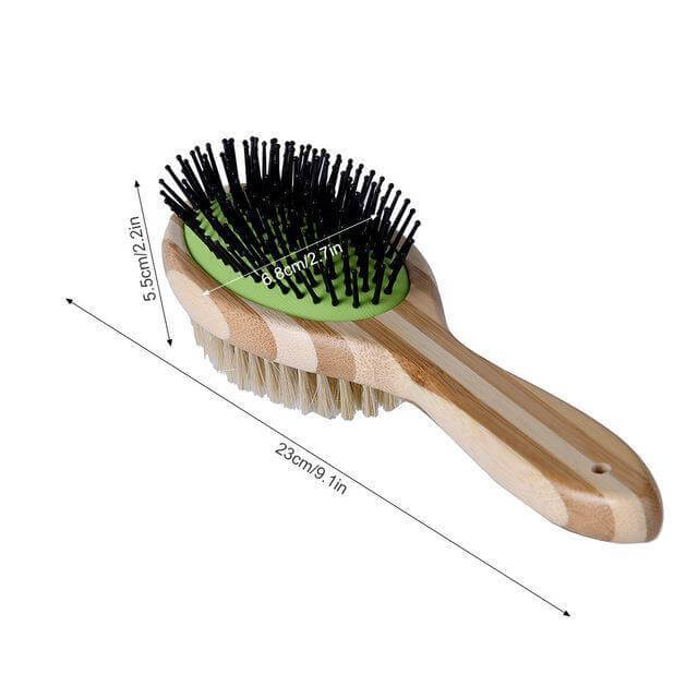 Bamboo Double Groom Tool Dog Brush & Comb Happy Paws 