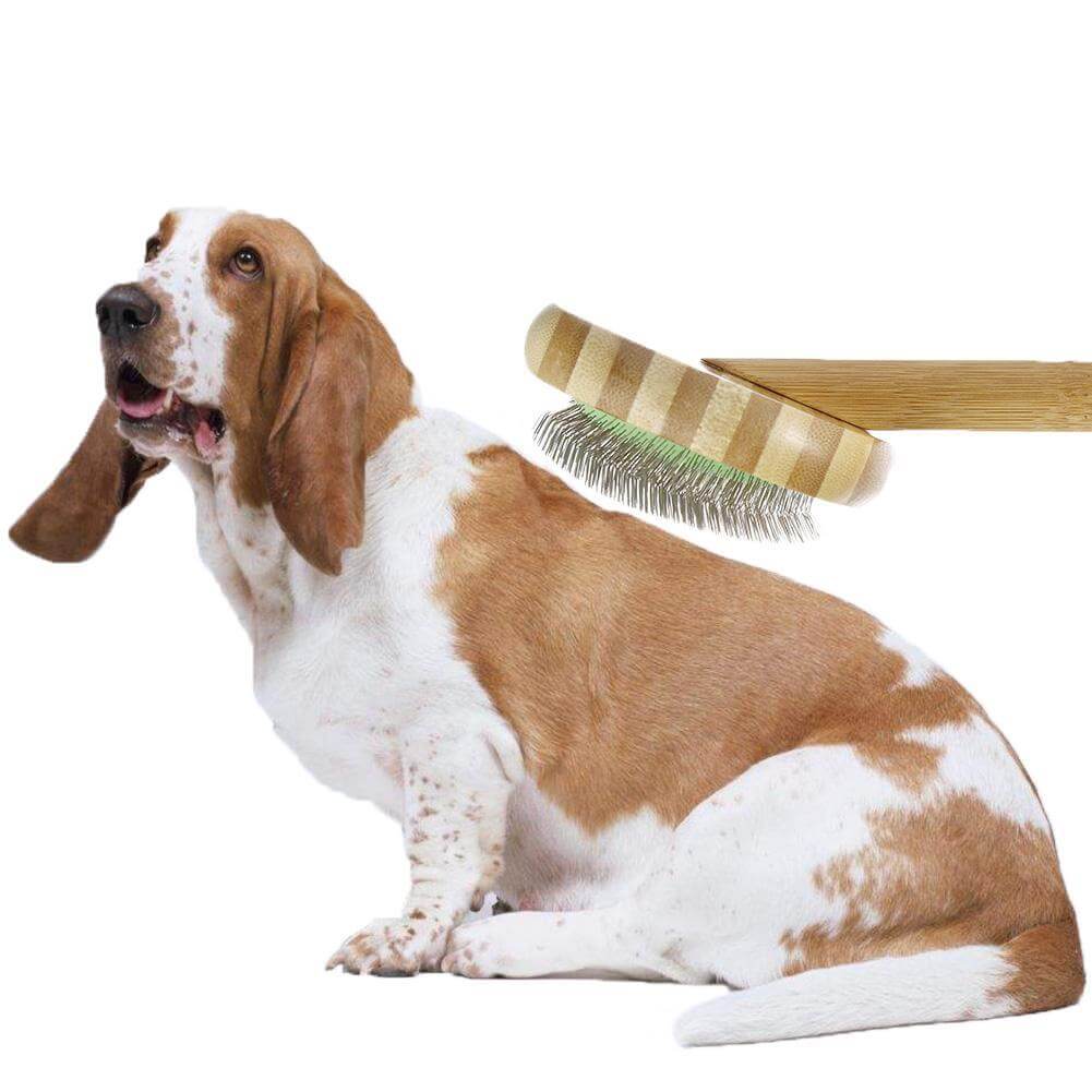Bamboo Slicker Brush Dog Brush & Comb Happy Paws 