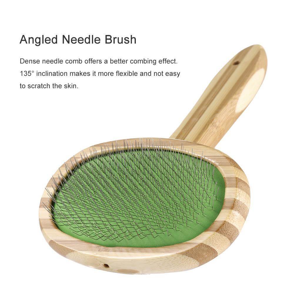 Bamboo Slicker Brush Dog Brush & Comb Happy Paws 