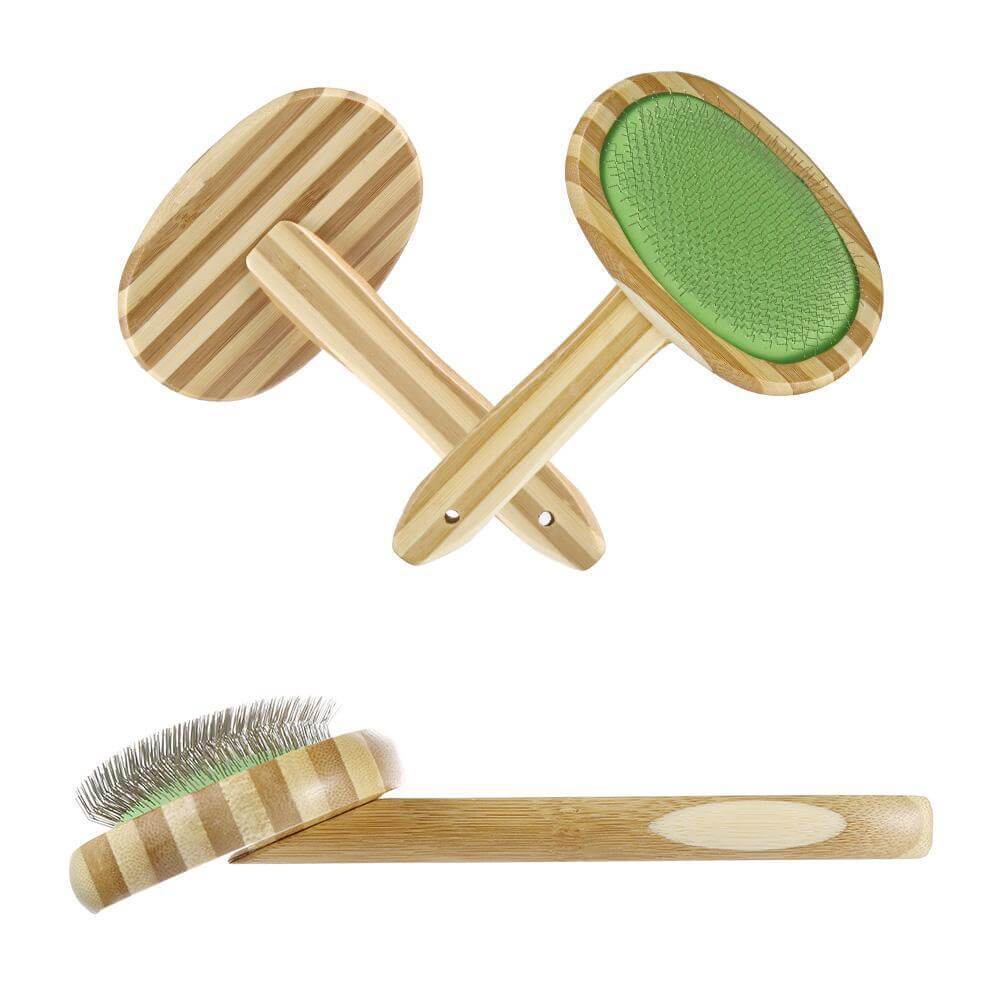 Bamboo Slicker Brush Dog Brush & Comb Happy Paws 