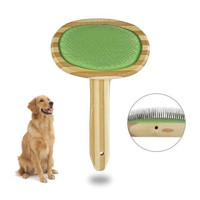 Bamboo Slicker Brush Dog Brush & Comb Happy Paws 