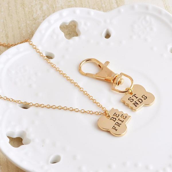 Best Friends Necklace & Key Chain Womens Dog Necklace Happy Paws 