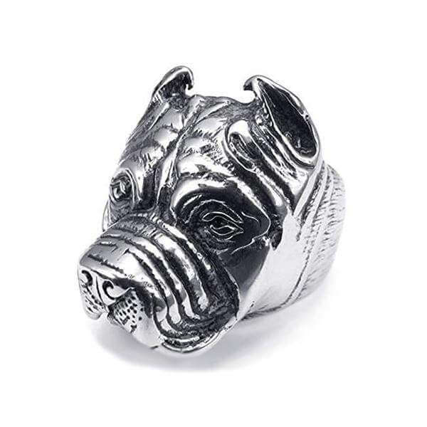 Biker Pit Bull Ring Mens Dog Ring Happy Paws 