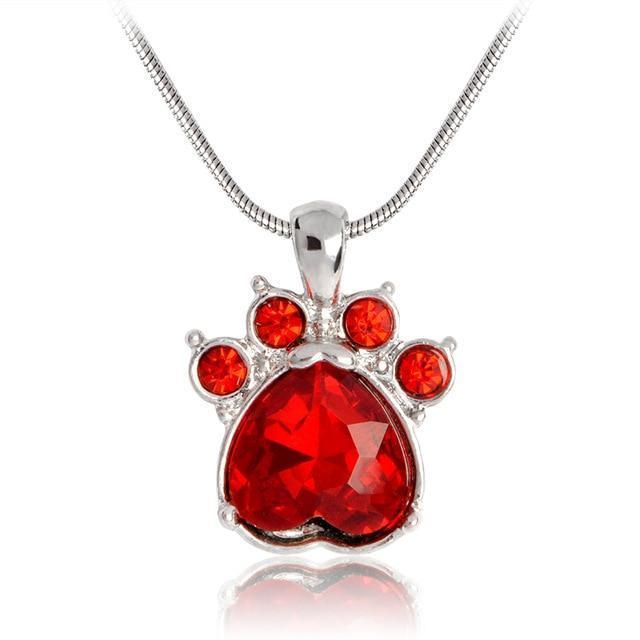 Birth Stone Crystal Pendant Chain Womens Dog Necklace Happy Paws January 