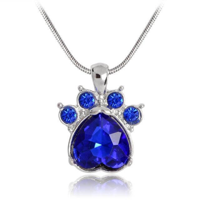 Birth Stone Crystal Pendant Chain Womens Dog Necklace Happy Paws September 