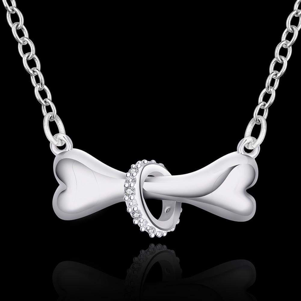 Bone and Ring Pendant Chain Womens Dog Necklace Happy Paws 