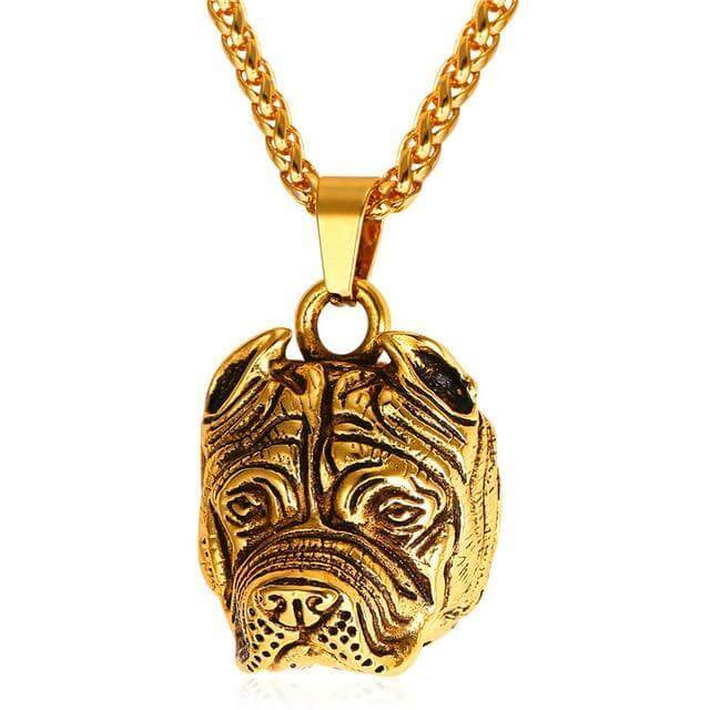 Bulldog Chain & Pendant Dog Chain & Pendant Happy Paws Gold American Pitbull 