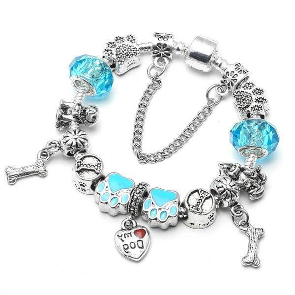 Charm Bracelet Womens Dog Bracelet Happy Paws 16cm 