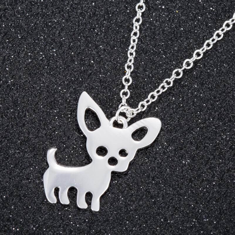 Chihuahua Pendant Chain Womens Dog Necklace Happy Paws 