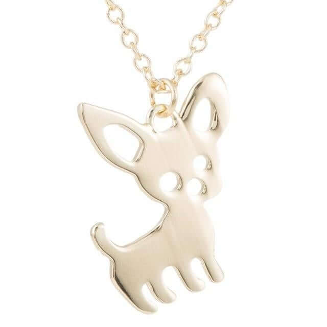 Chihuahua Pendant Chain Womens Dog Necklace Happy Paws Gold 