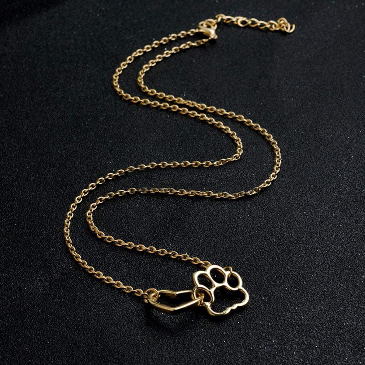 Connected Hearts Pendant Chain Womens Dog Necklace Happy Paws 