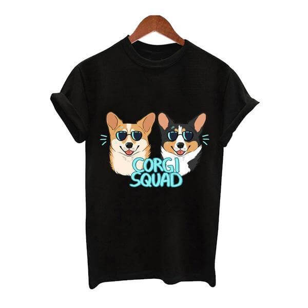 Corgi Squad Womens Dog T-shirt Happy Paws Small 