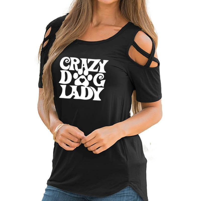 Crazy Dog Lady Womens Dog T-shirt Happy Paws 