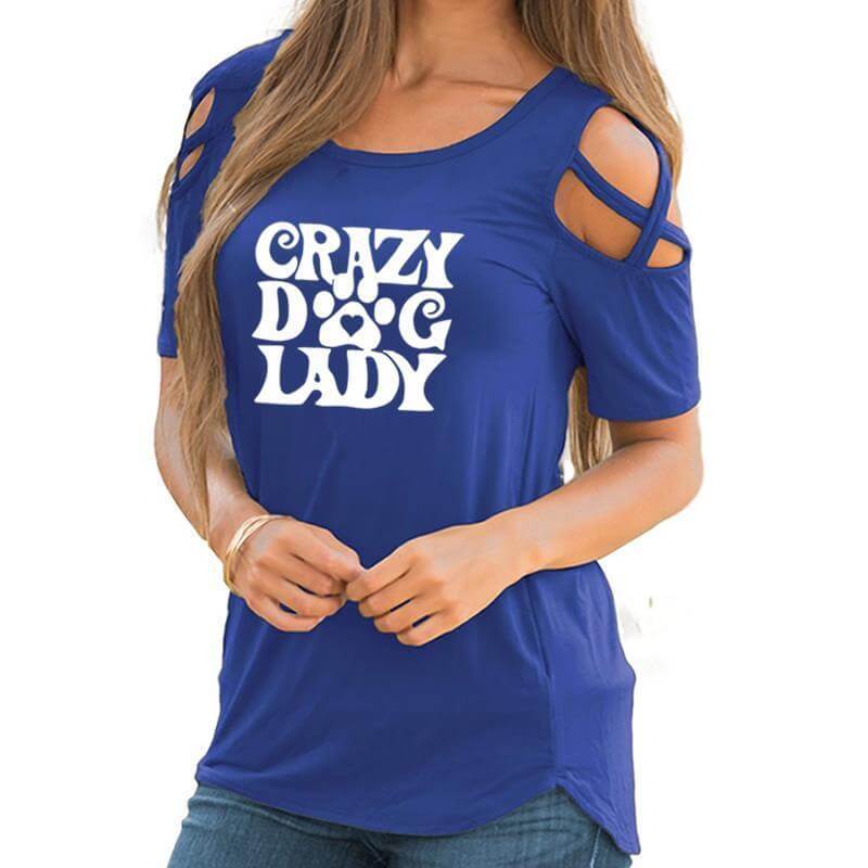 Crazy Dog Lady Womens Dog T-shirt Happy Paws 