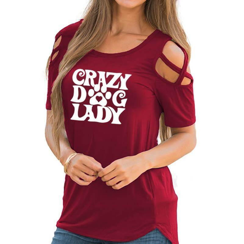 Crazy Dog Lady Womens Dog T-shirt Happy Paws 