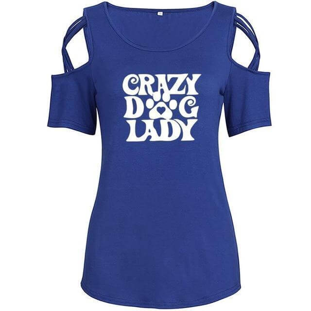 Crazy Dog Lady Womens Dog T-shirt Happy Paws Blue XXLarge 