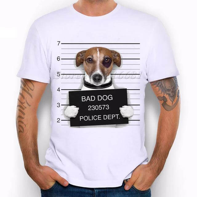 Criminal Dog Mens Dog T-shirt Happy Paws B Small 