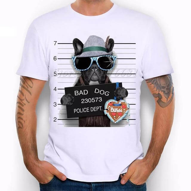 Criminal Dog Mens Dog T-shirt Happy Paws F Small 