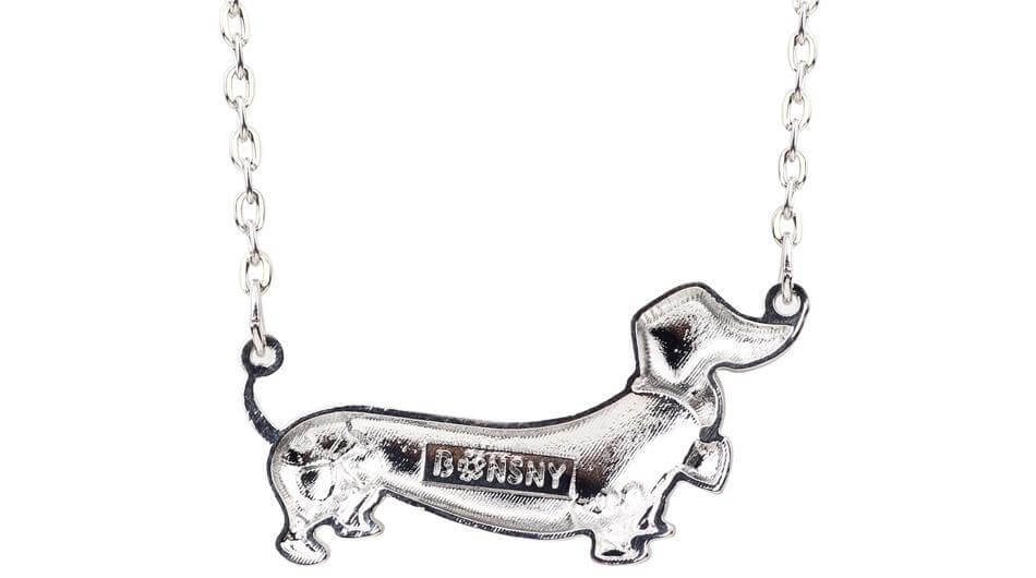 Dachshund Enamel Pendant Chain Womens Dog Necklace Happy Paws 