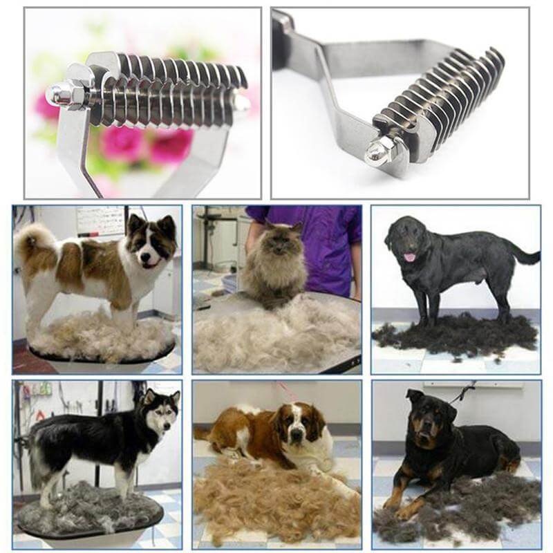 Dematting Grooming Rake Dog Brush & Comb Happy Paws 
