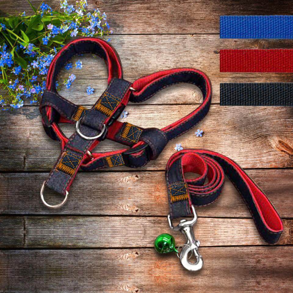 Denim Harness & Leash Set harness & lead Happy Paws 