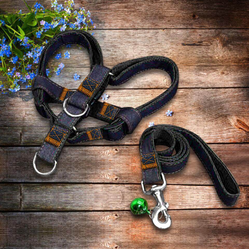 Denim Harness & Leash Set harness & lead Happy Paws 