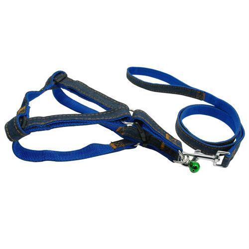 Denim Harness & Leash Set harness & lead Happy Paws Blue Small 
