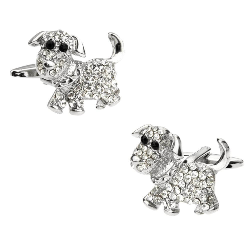 Diamante Dog Cuff-links Mens Dog Cufflinks Happy Paws 