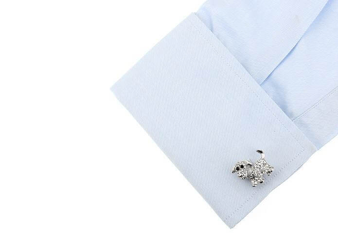 Diamante Dog Cuff-links Mens Dog Cufflinks Happy Paws 