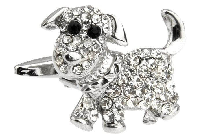 Diamante Dog Cuff-links Mens Dog Cufflinks Happy Paws 