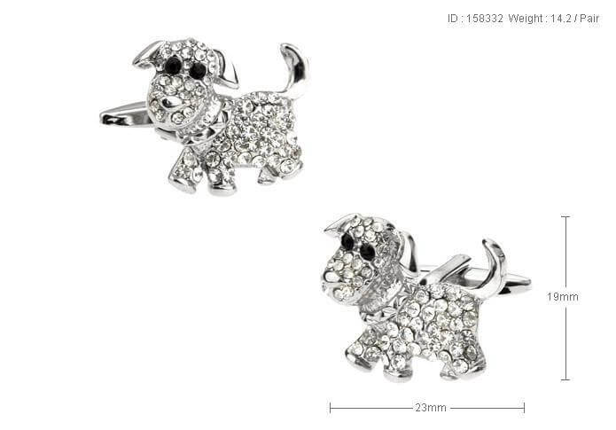 Diamante Dog Cuff-links Mens Dog Cufflinks Happy Paws 