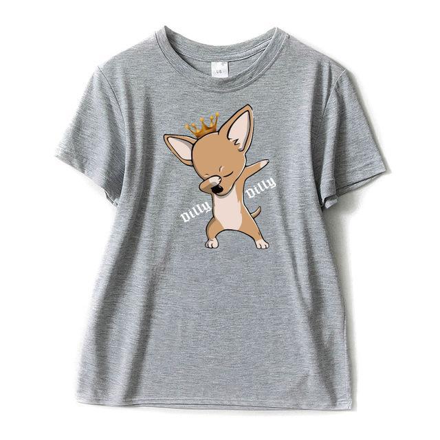 Dilly Dilly DAB Pose Womens Dog T-shirt Happy Paws Grey Small 