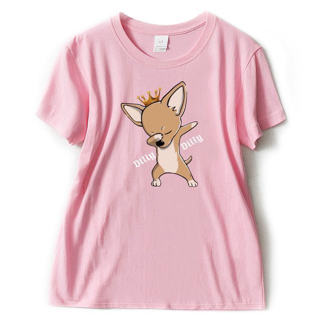 Dilly Dilly DAB Pose Womens Dog T-shirt Happy Paws Pink Small 