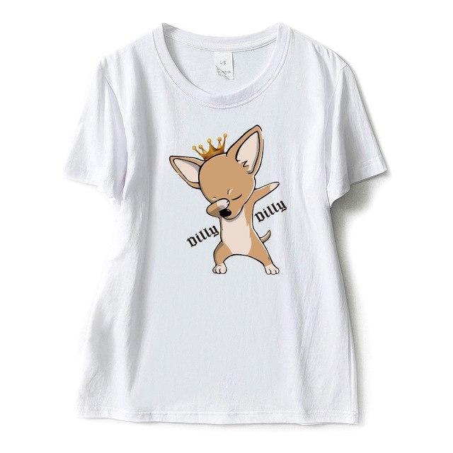 Dilly Dilly DAB Pose Womens Dog T-shirt Happy Paws White Small 