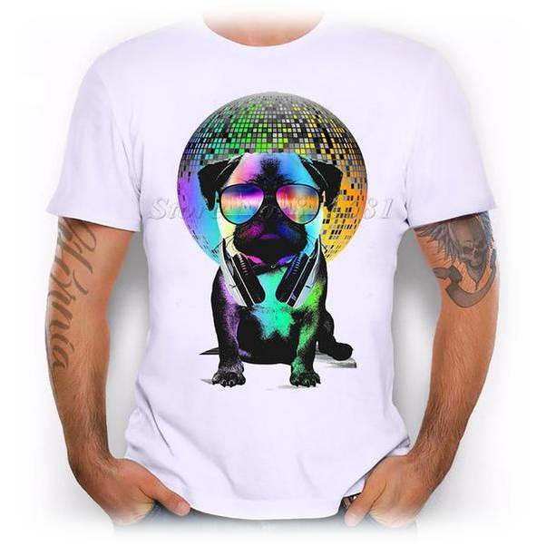 Disco Dog Mens Dog T-shirt Happy Paws Small 