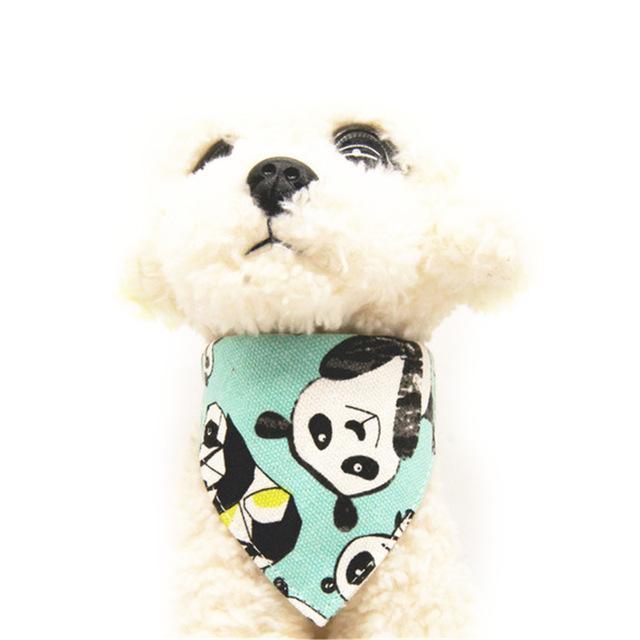 Dog Art Bandanna Collars Dog Neckerchief Happy Paws Green Panda Small 