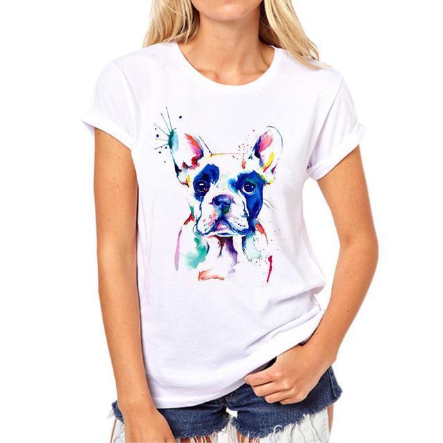 Dog Art Womens Dog T-shirt Happy Paws 4 Small 