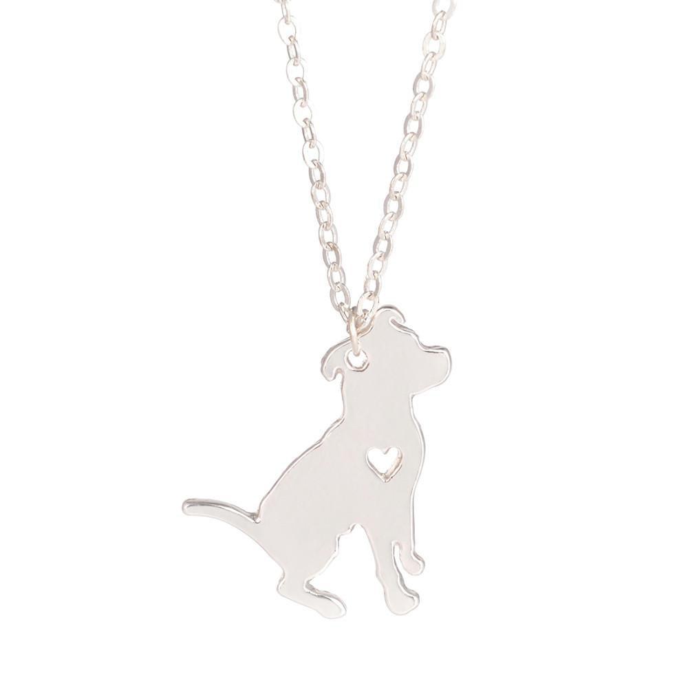 Dog Heart Pendant Chain Womens Dog Necklace Happy Paws Silver 