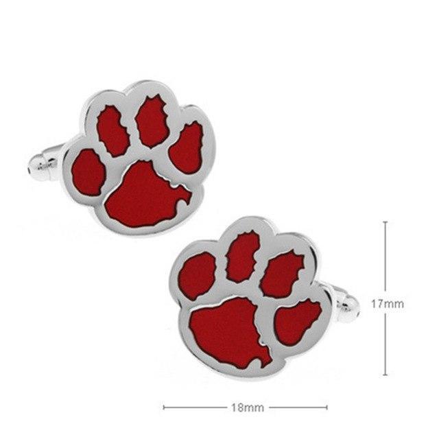 Dog Paw Cuff-links Mens Dog Cufflinks Happy Paws Red 