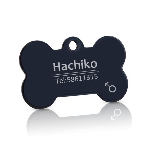 Engraved Personalized ID Tags Customized Dog Tags Happy Paws Bone Small Black
