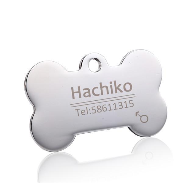 Engraved Personalized ID Tags Customized Dog Tags Happy Paws Bone Small Silver