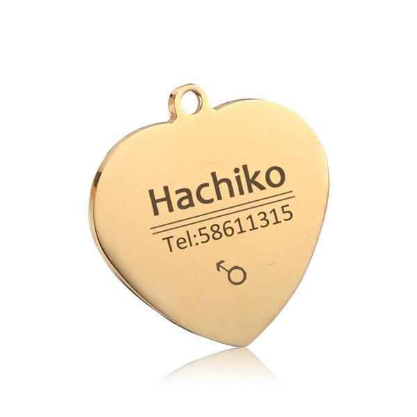 Engraved Personalized ID Tags Customized Dog Tags Happy Paws Heart Small Gold