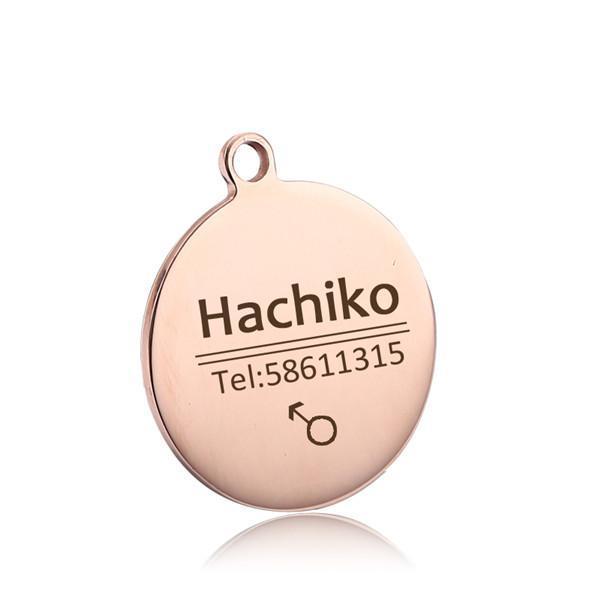 Engraved Personalized ID Tags Customized Dog Tags Happy Paws Round Small Rose Gold