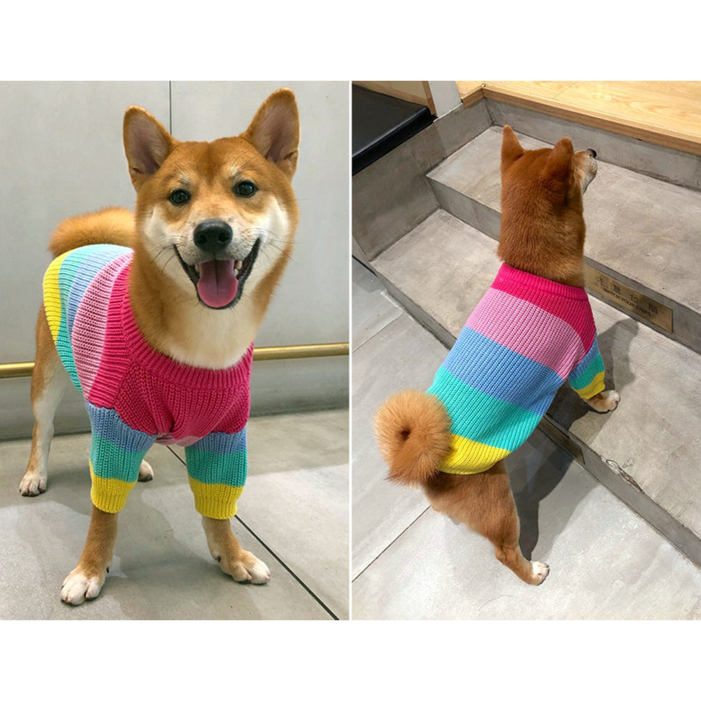 Pull en tricot arc-en-ciel