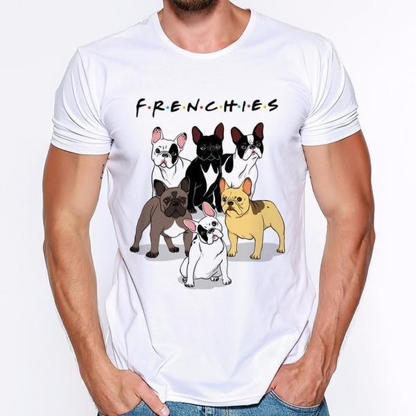 Frenchies Friends Mens Dog T-shirt Happy Paws Small 