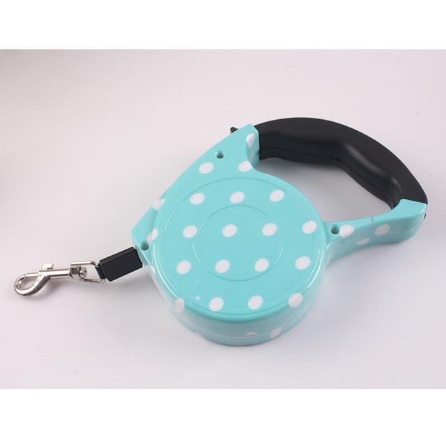 Funky Retractable Leash dog leash Happy Paws Blue Polka Dot 
