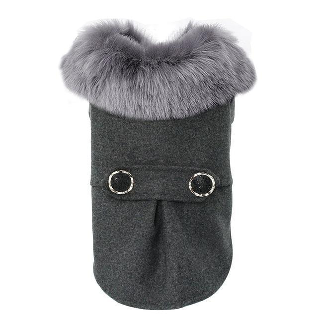 Fur Dog Pea Coat Dog Pea Coat Happy Paws Grey Large 