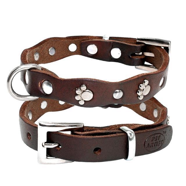 Genuine Soft Leather Dog Collar Dog collar Happy Paws M 