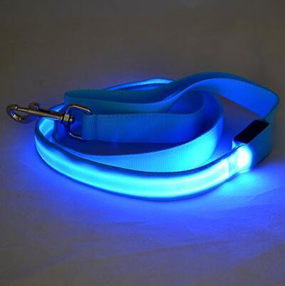 Glow-In-The-Dark LED Leash dog leash Happy Paws Blue 