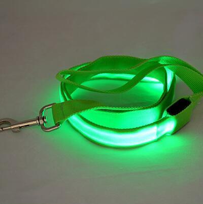 Glow-In-The-Dark LED Leash dog leash Happy Paws Green 